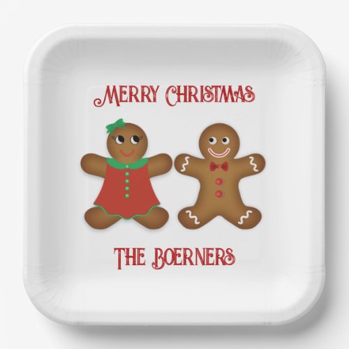 Large Gingerbread Couple Cookies Christmas Paper Plates