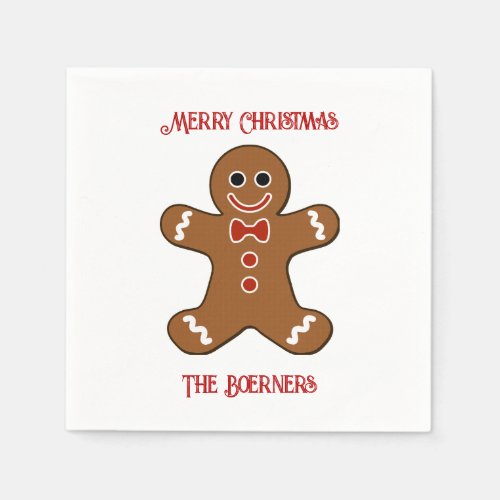 Large Gingerbread Man Cookies Christmas Napkins