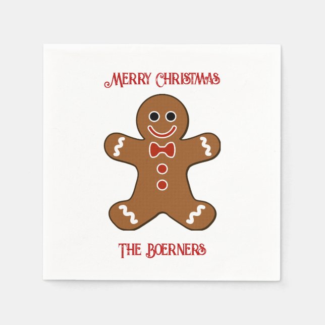 Large Gingerbread Man Cookies Christmas Napkins (Front)