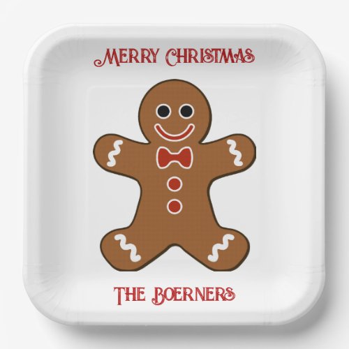 Large Gingerbread Man Cookies Christmas Paper Plates