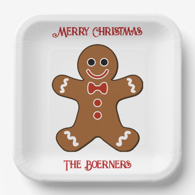 Large Gingerbread Man Cookies Christmas Paper Plates (Front)