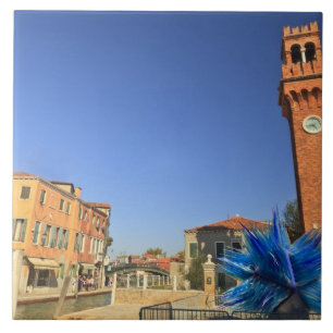 Large Glass Statue and Bell Tower, Italy Tile