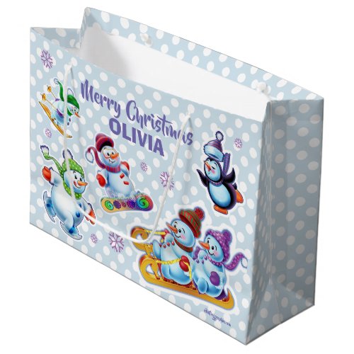 Large glossy gift bag Winter Wonderland Snowfolk