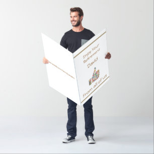 Large Gold and White personalised Retirement Card