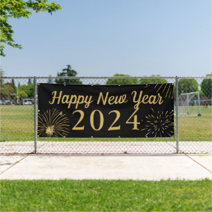 Large Gold Black 2026 Happy New Year Banner