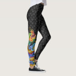 Large Gold Dragon on Dragon Scales Leggings<br><div class="desc">This striking pair of leggings have a large detailed golden dragon on the bottom right leg surrounded by water splashes on a background of dark gray dragon scales.</div>