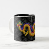 Large Gold Dragon on Dragon Scales Two-Tone Coffee Mug (Front Left)