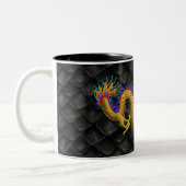 Large Gold Dragon on Dragon Scales Two-Tone Coffee Mug (Left)