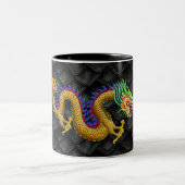 Large Gold Dragon on Dragon Scales Two-Tone Coffee Mug (Center)
