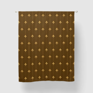 Large Gold Fleur-de-Lis Brown 63" Blackout Curtains