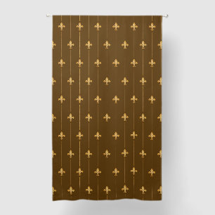 Large Gold Fleur-de-Lis Brown 84" Blackout Curtains