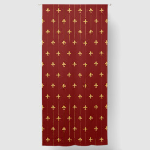 Large Gold Fleur-de-Lis Deep Red 108" Blackout Curtains