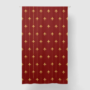 Large Gold Fleur-de-Lis Deep Red 84" Blackout Curtains