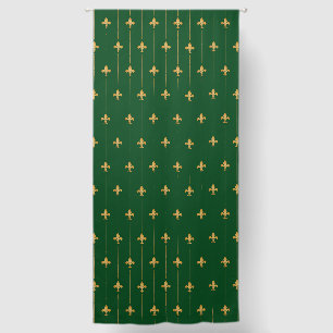Large Gold Fleur-de-Lis Hunter Green 108" Blackout Curtains