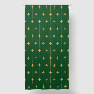 Large Gold Fleur-de-Lis Hunter Green 96" Blackout Curtains