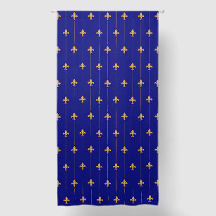 Large Gold Fleur-de-Lis Royal Blue 96" Blackout Curtains