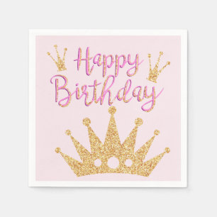 Large Gold Glitter and Sparkle Crown Napkins