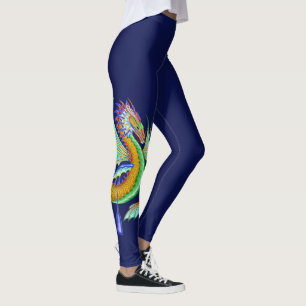 Large Gold & Green Water Dragon Leggings