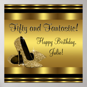 Details about / 2 Personalised Birthday Banner Gold High Heel Girls Ladies Hen Party Poster