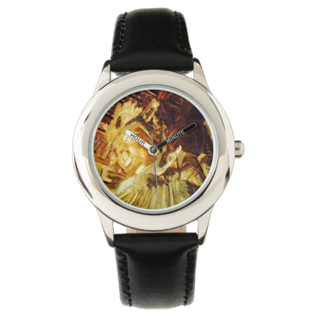Large Gold Statue Kyoto Japan Abstract Watch (Front)