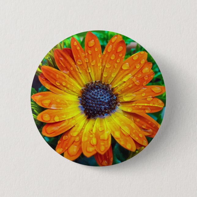 Large Golden Flower Close Up Button (Front)