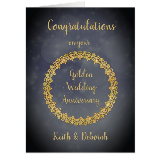 Large Golden Wedding Anniversary design Card (Front)