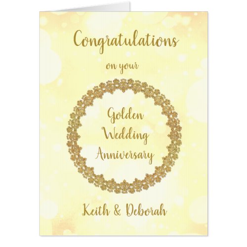 Large Golden Wedding Anniversary design Card