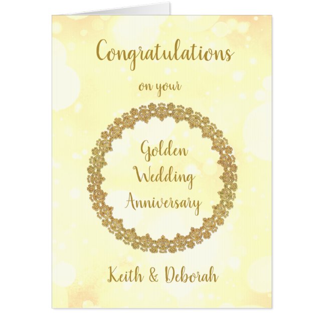 Large Golden Wedding Anniversary design Card (Front)