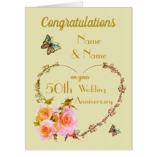 Large Golden Wedding Anniversary Greeting Card