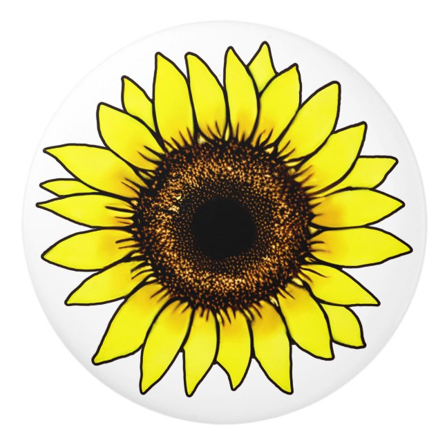 Large Golden Yellow Sunflower    Ceramic Knob (Front)