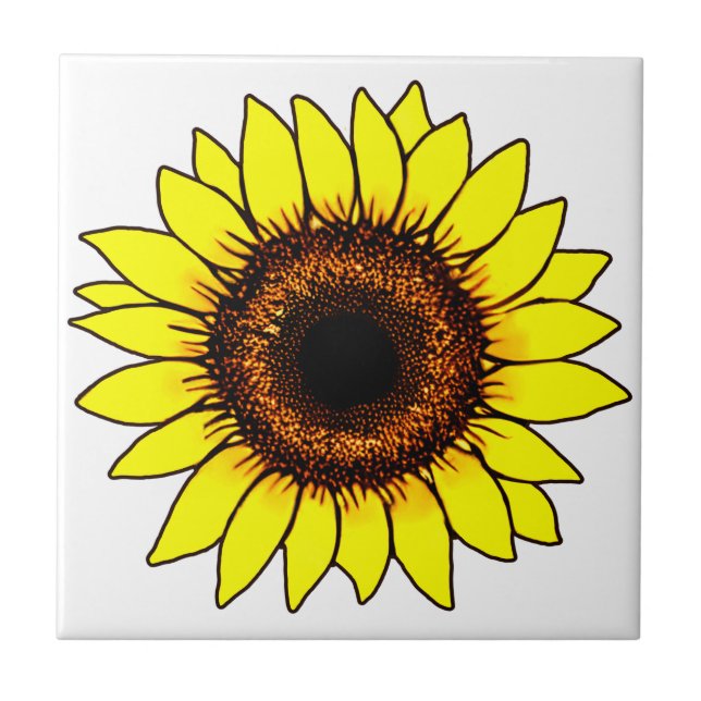 Large Golden Yellow Sunflower Ceramic Tile (Front)
