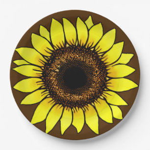 Large Golden Yellow Sunflower Paper Plates