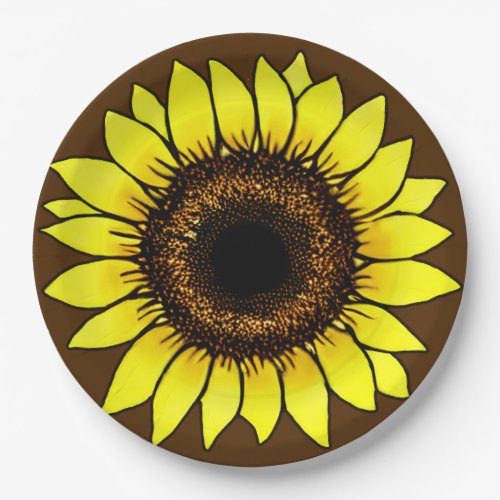 Large Golden Yellow Sunflower Paper Plates