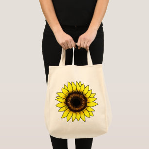 Large Golden Yellow Sunflower Tote Bag