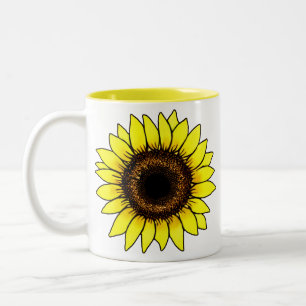 Large Golden Yellow Sunflower Two-Tone Coffee Mug