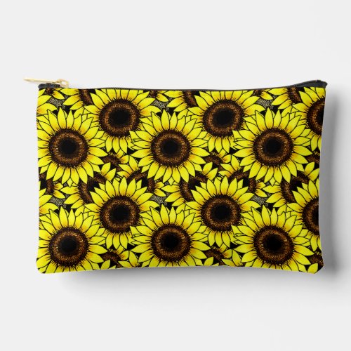 Large Golden Yellow Sunflowers Accessory Pouch