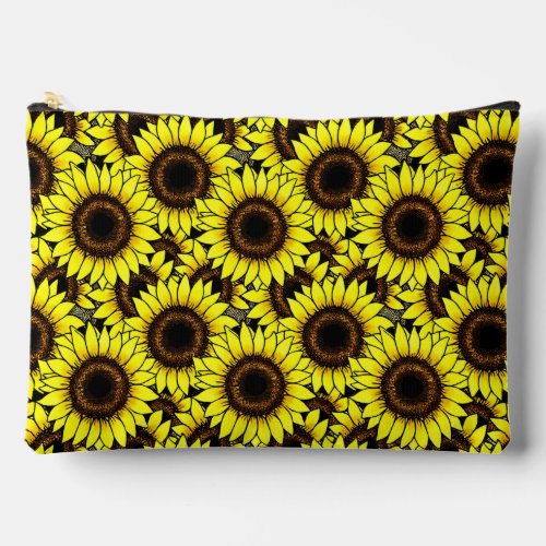 Large Golden Yellow Sunflowers Accessory Pouch