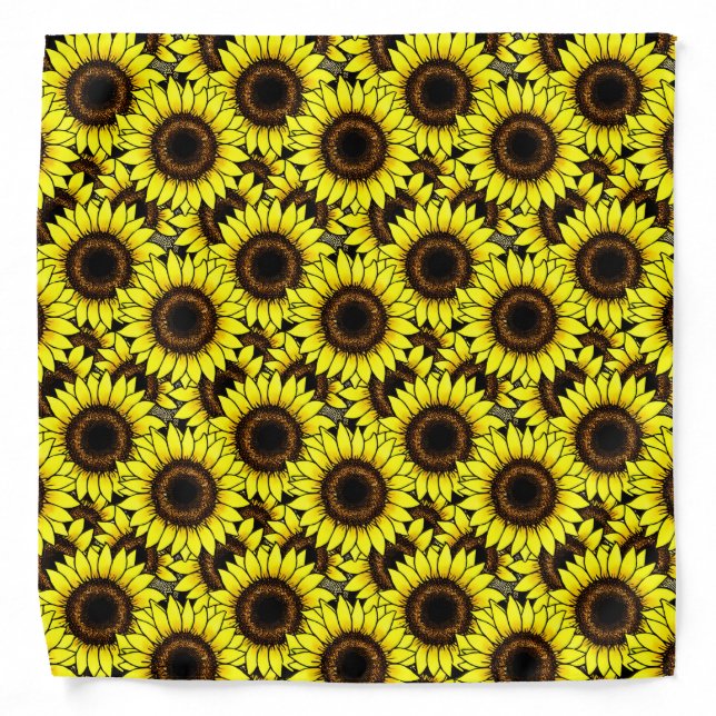Large Golden Yellow Sunflowers Bandana (Front)