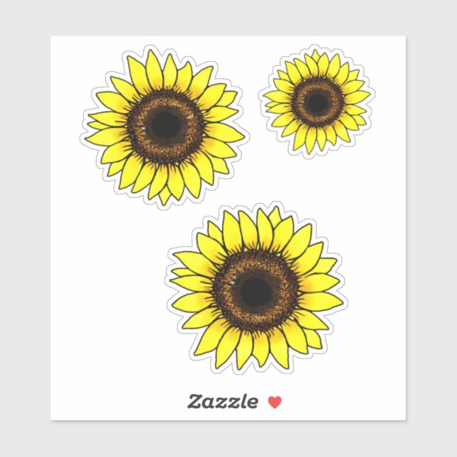 Large Golden Yellow Sunflowers  Sticker (Sheet)