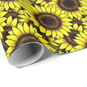 Large Golden Yellow Sunflowers Wrapping Paper
