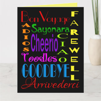 Large Goodbye Adios Cheerio 8 x 10 Farewell Card