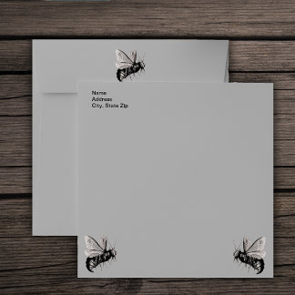 Large Gothic black White Bees Skulls on Wings Envelope
