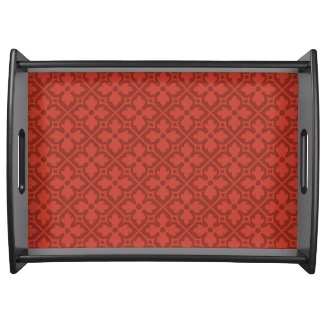 Large Gothic Revival Quatrefoil Black Serving Tray (Front)