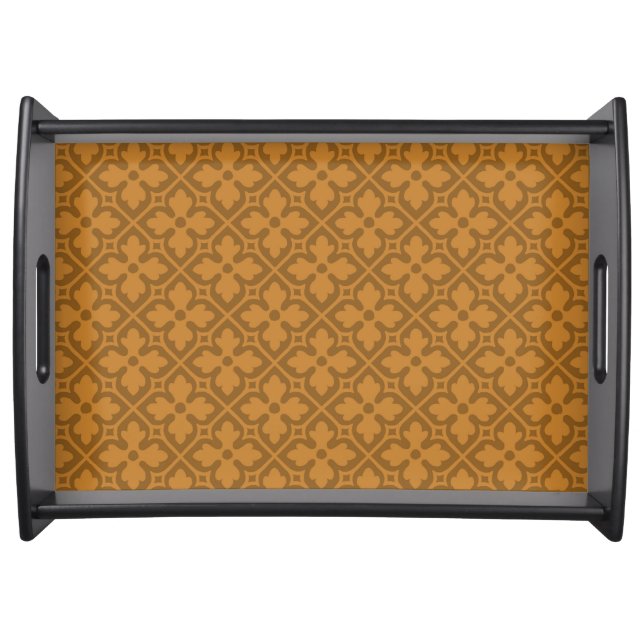 Large Gothic Revival Quatrefoil Black Serving Tray (Front)