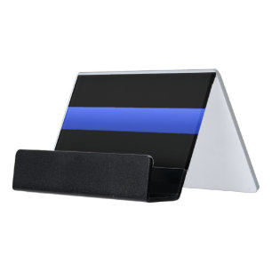 Large Gradient Police Thin Blue Line Desk Business Card Holder
