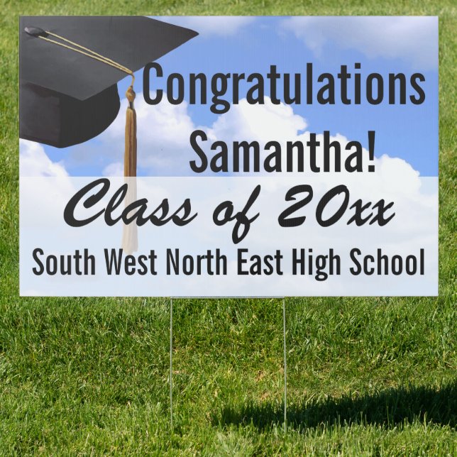 Large Graduation Yard Sign, Blue Sky Banner Yard Sign (Insitu)