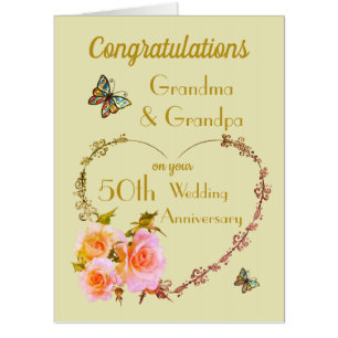 Large Grandma & Grandpa Golden Anniversary Card