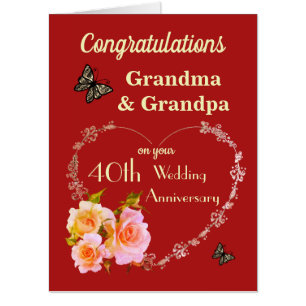 Large Grandma & Grandpa Ruby Anniversary Card