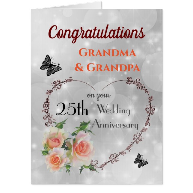 Large Grandma & Grandpa Silver Anniversary Card (Front)