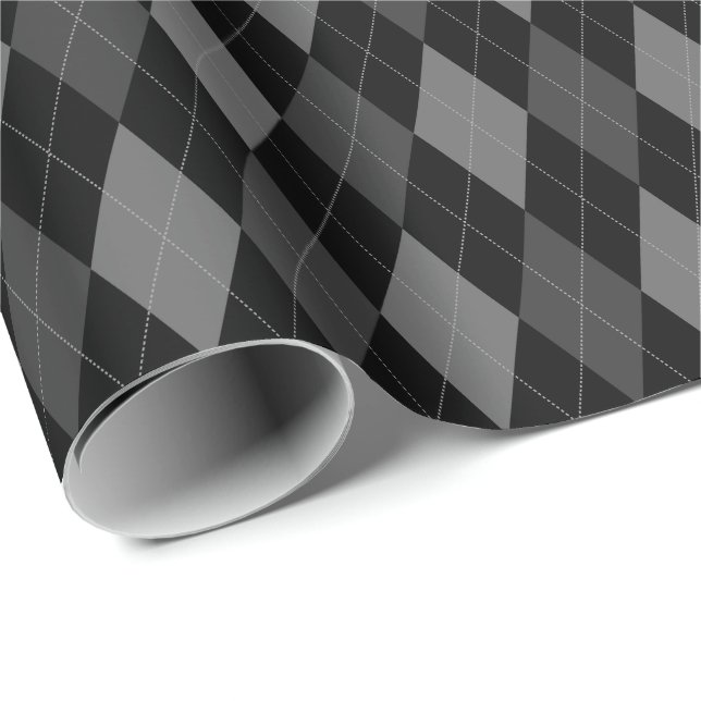 Large Gray and Black Argyle Wrapping Paper (Roll Corner)